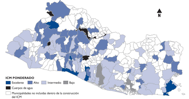 Mapa para el &iacute;ndice de competitividad municipal de El Salvador
